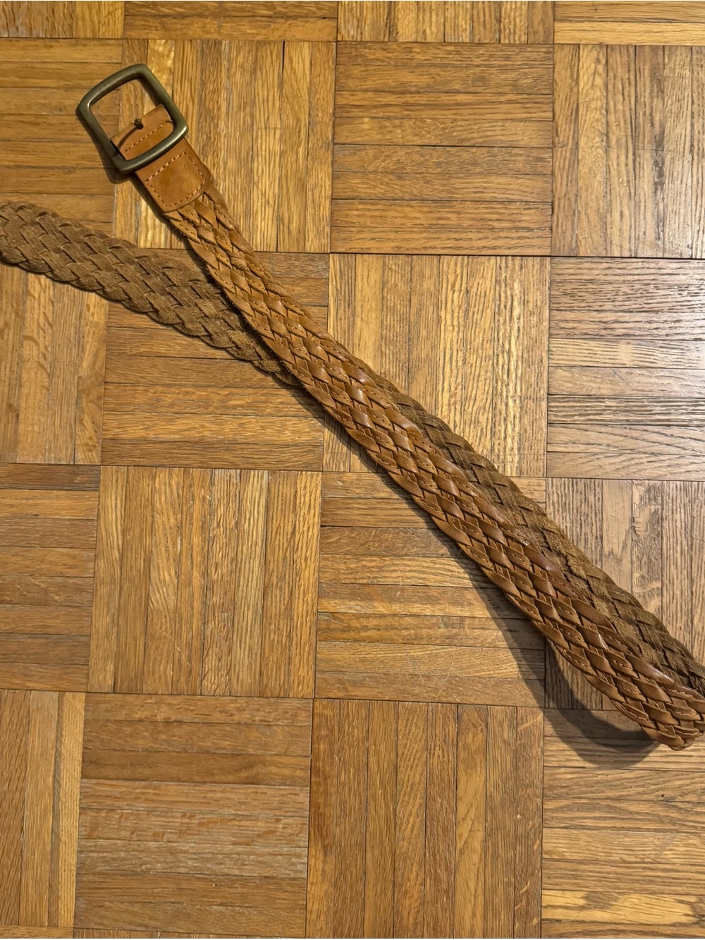 Arizona Jean Company Woven Leather Belt Brown Size Large